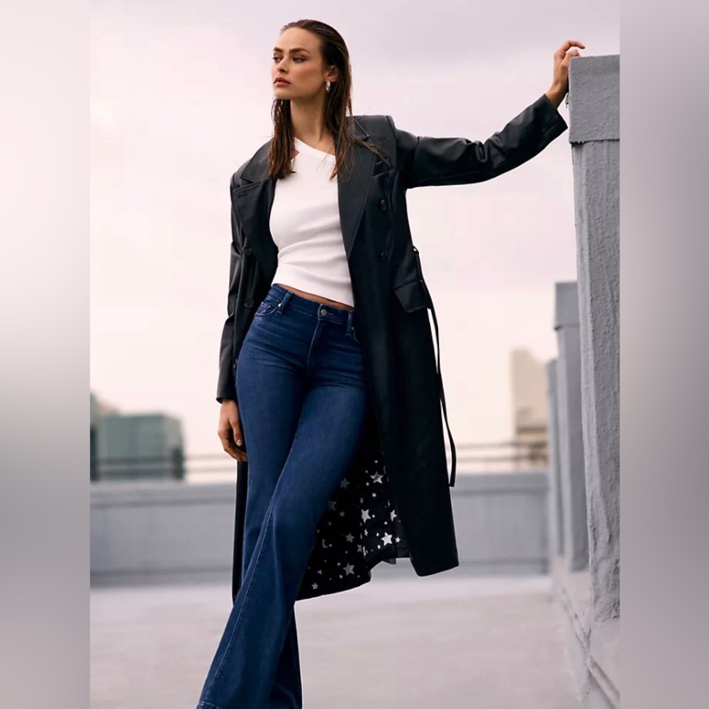Faux Leather Trench Coat